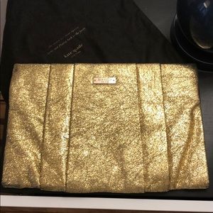 Kate Spade Gold Crinkle Metallic Clutch